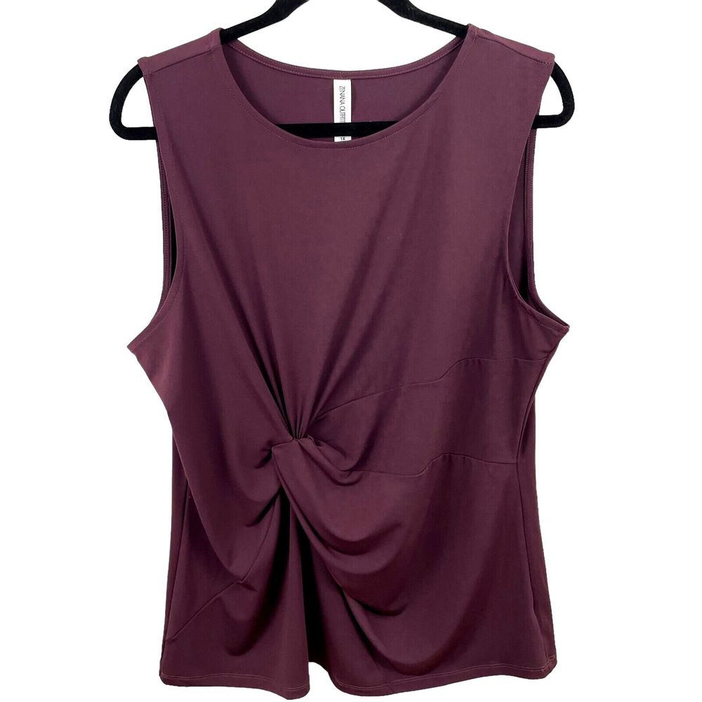 Zenana Outfitters Blouse Purple 1X Polyester Blend Stretch Sleeveless Faux Wrap